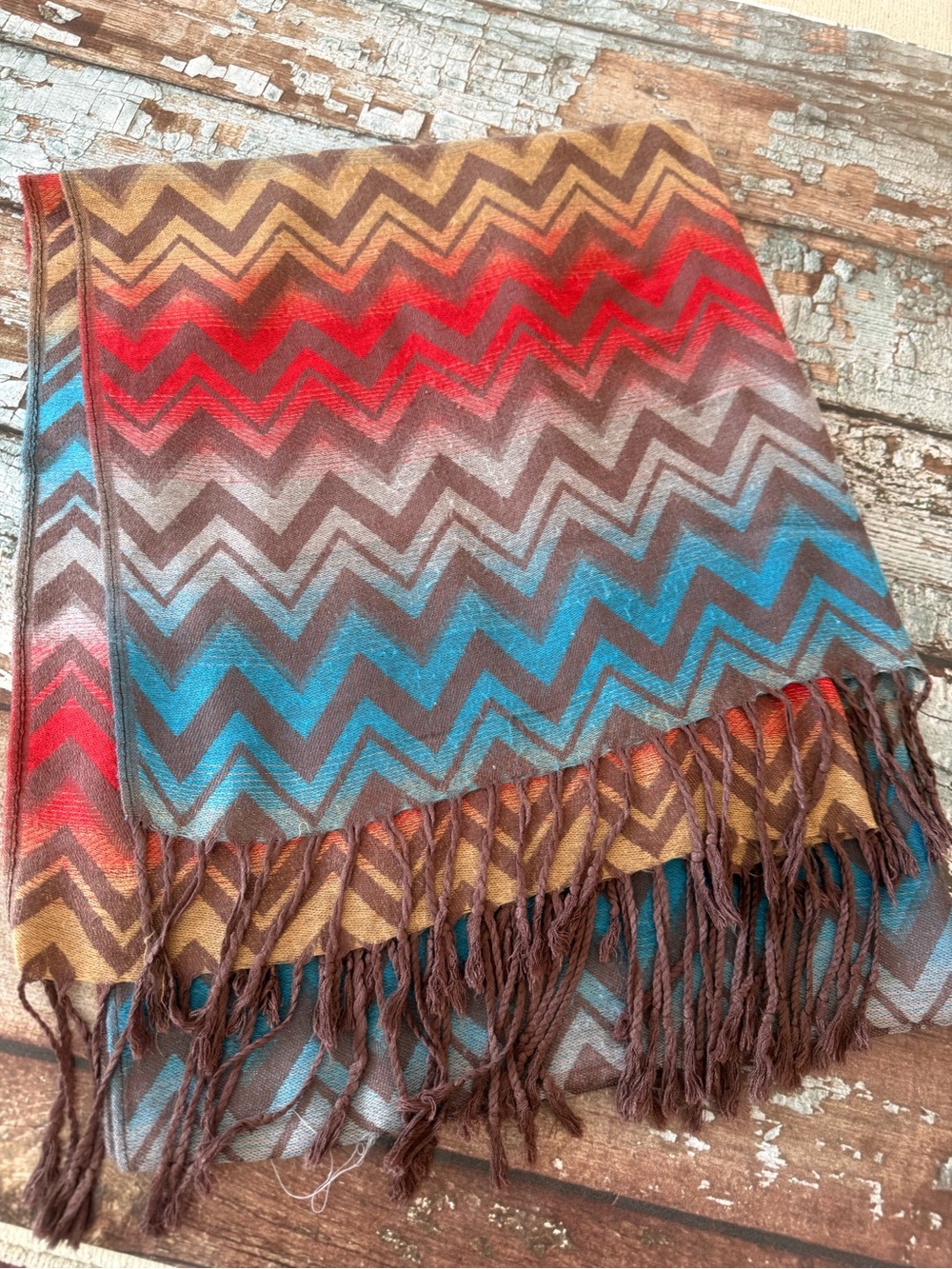 Multi-Color Super Soft Chevron Fringe Pashmina Shawl Wrap Scarf